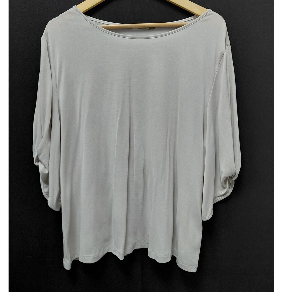 Chalet et ceci Modal Blend Top Gray Solid Knit 3/4 Sleeve Women Size XL